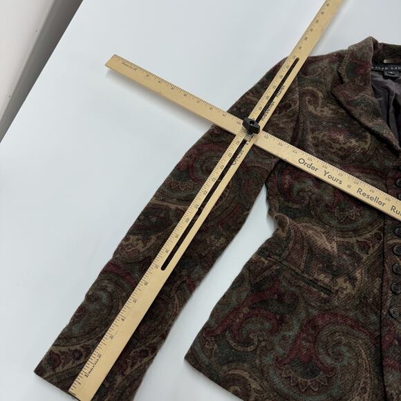 Ralph Lauren Blazer Womens 6 Paisley Wool Made USA Union Jacket Vintage 90s - Picture 9 of 9